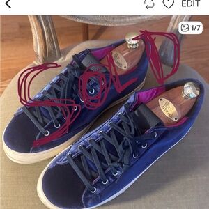 P448 Men's Blue Velvet Sneaker 43/10.5  Made In Italy- PRISTINE